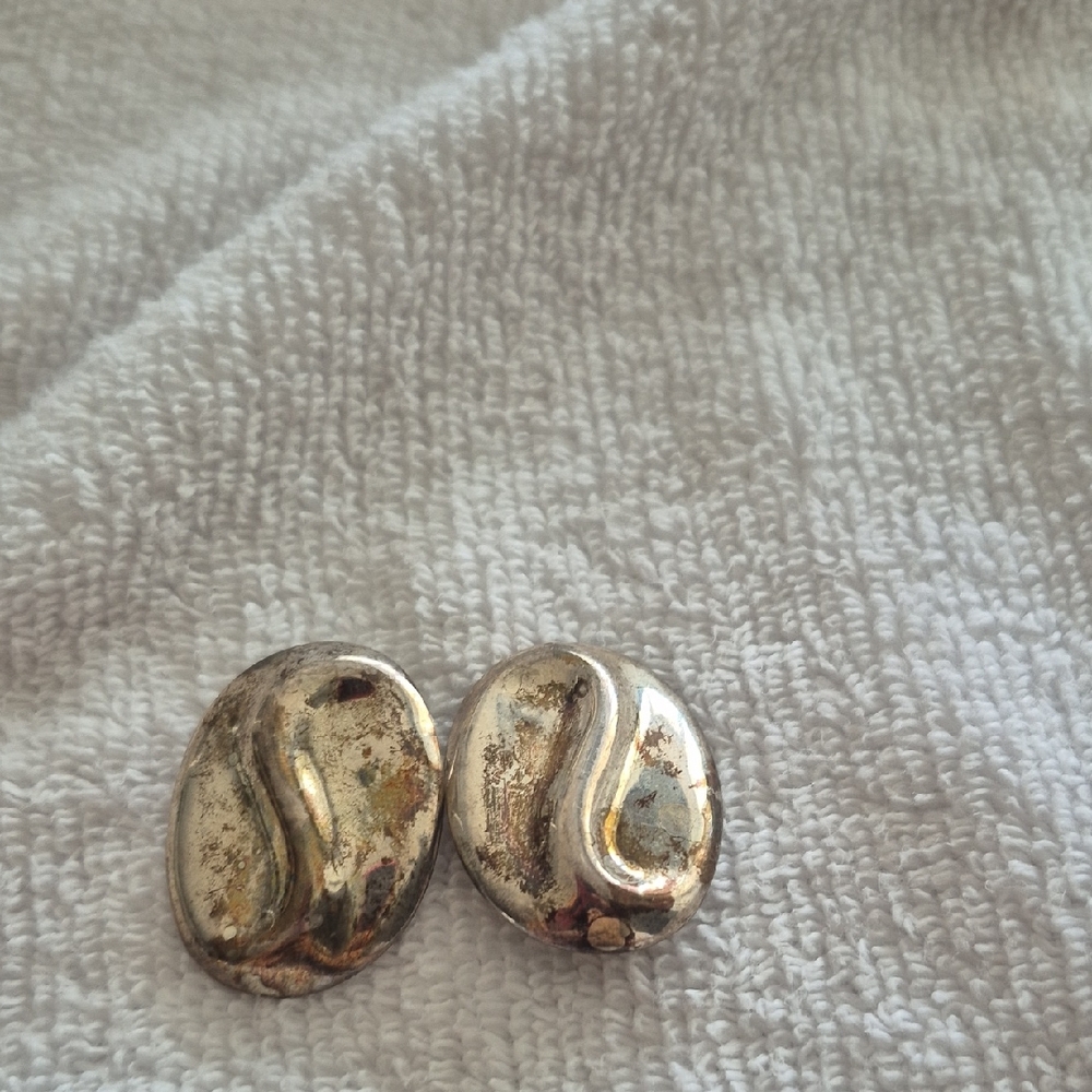 Vintage Silver Oval Earrings